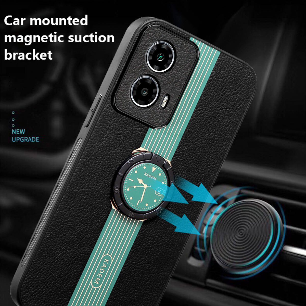 KADEM Phone Case for Motorola Moto G24 4G Leather Coated Acrylic+TPU Ring Kickstand Watch Pattern Cover KADEM Phone Case for Motorola Moto G24 4G Leather Coated Acrylic+TPU Ring Kickstand Watch Pattern Cover